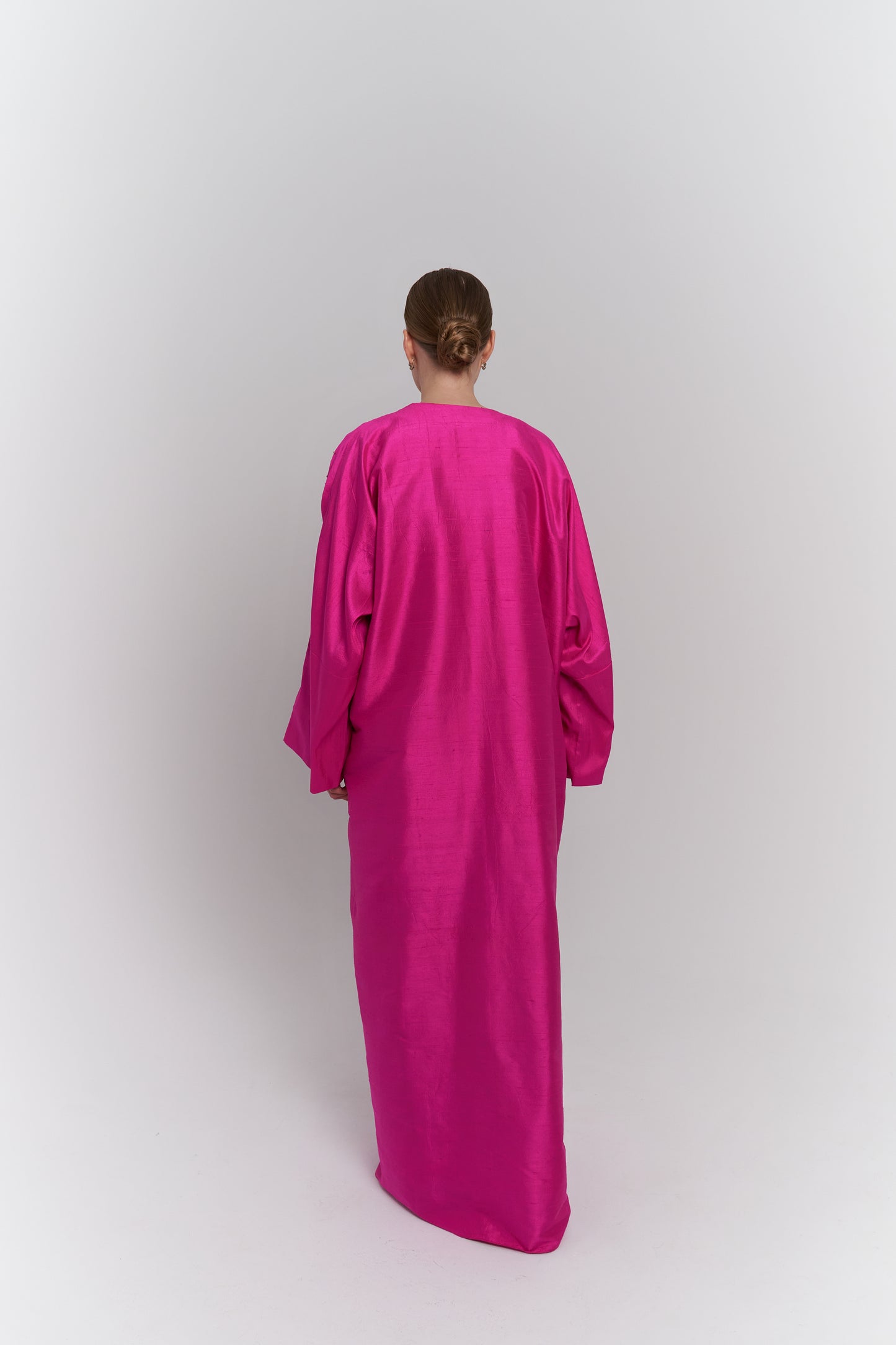 FUCHSIA RAW SILK ABAYA