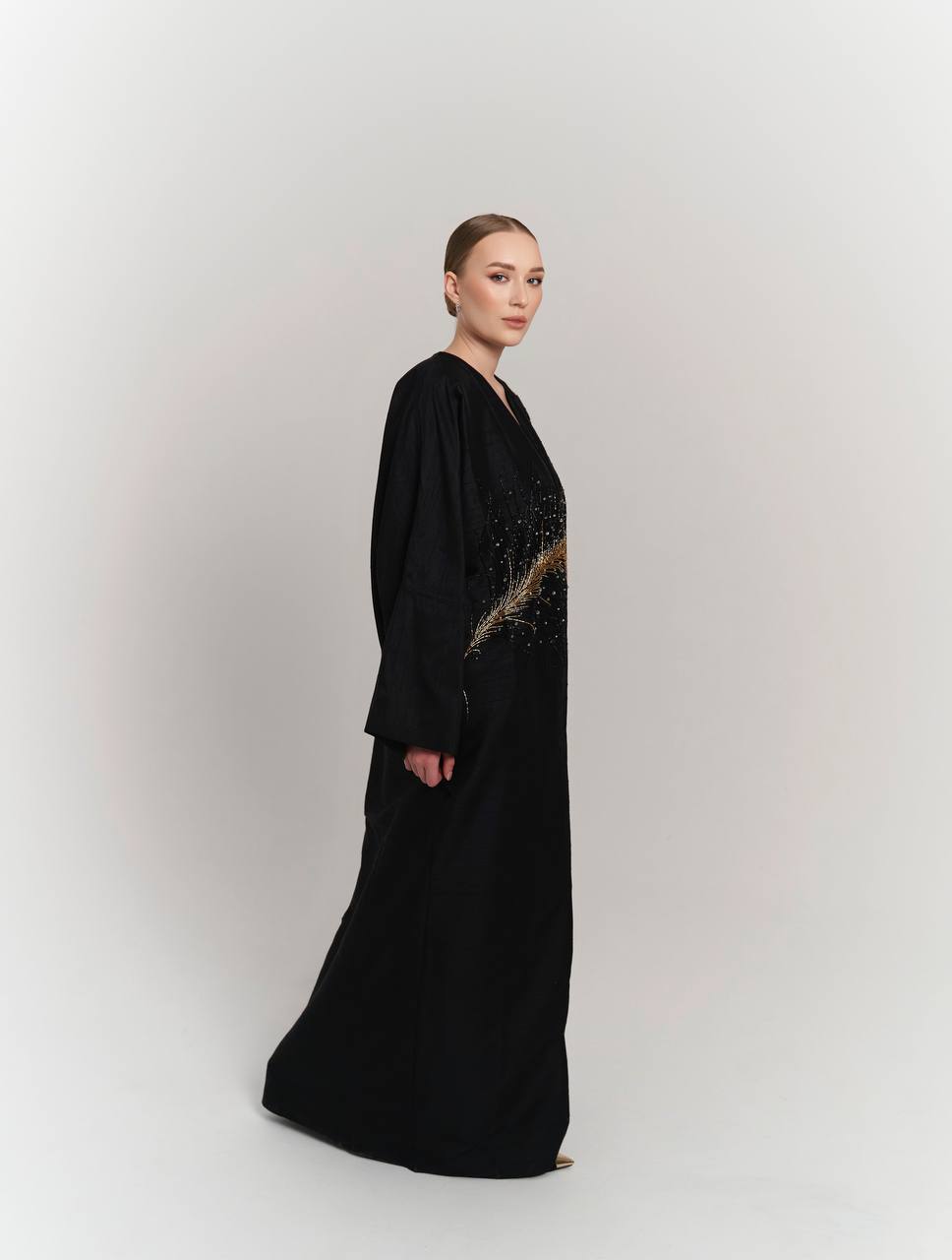BLACK RAW SILK ABAYA
