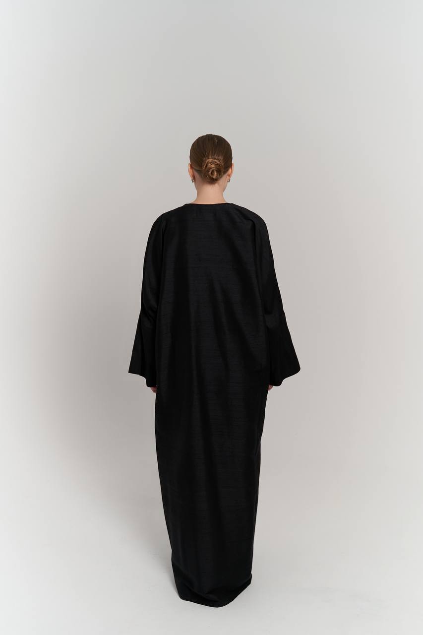 Selene black silk abaya