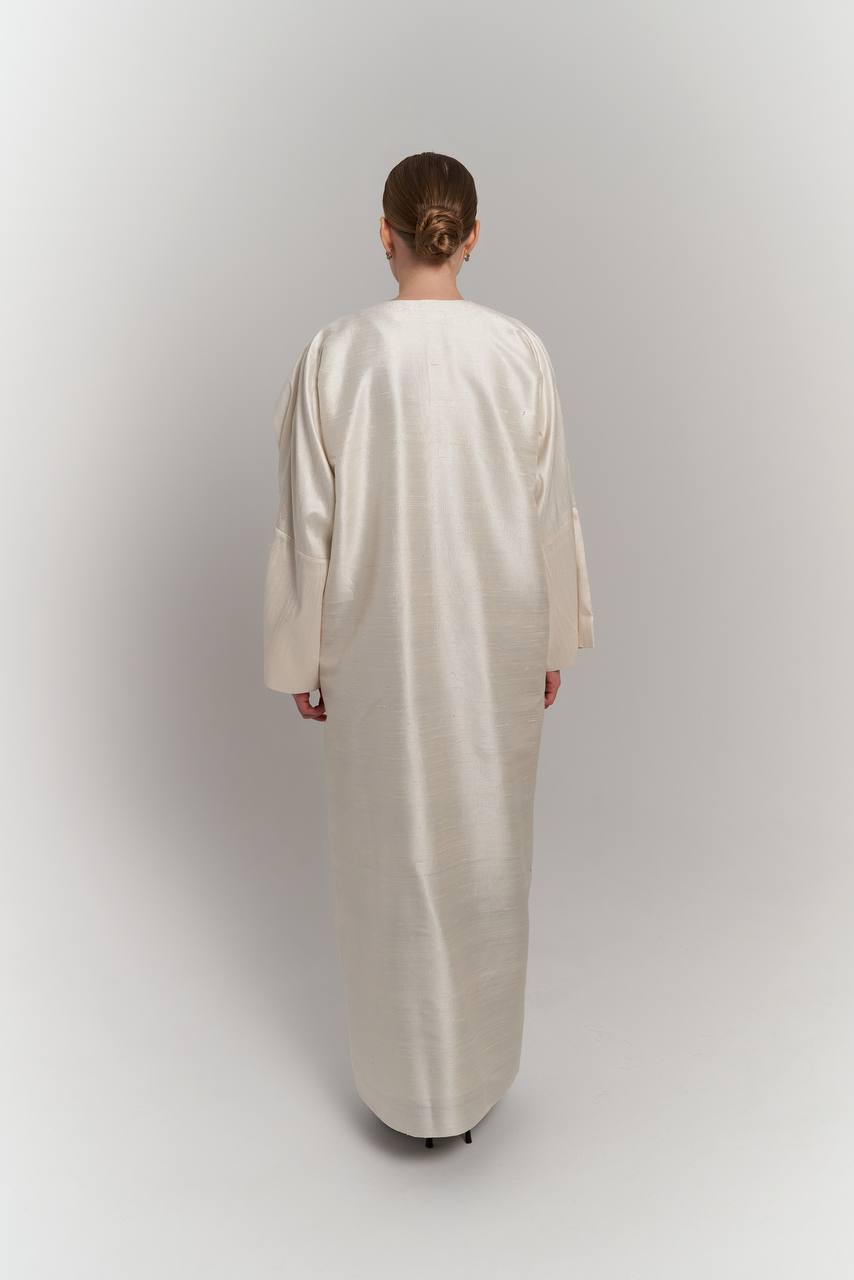 IVORY RAW SILK ABAYA